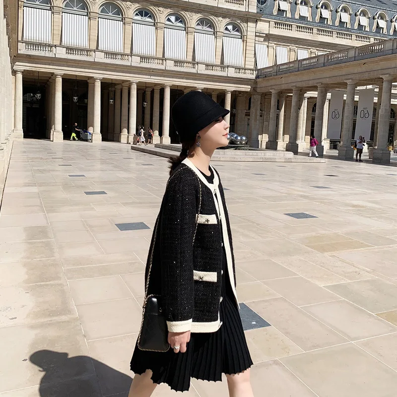 

Online Celebrity Style-2019 Autumn New Products Properly French Style Elegant Contrast Color Fragrant Wind Jacket outside