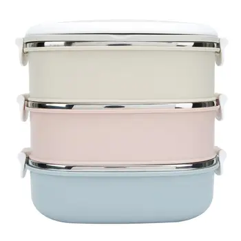 

Lunch Box Stainless Steel Three Layer Portable Insulation Thermo Thermal Lunch Box Food