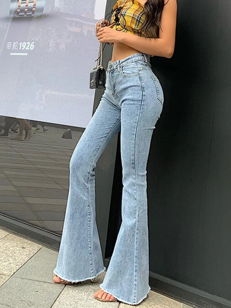 ripped jeans Flare Jeans Pants Women’s Vintage Denim y2k Jeans Women High Waist Fashion Stretch tall and thin Trousers streetwear retro Jeans womens clothing