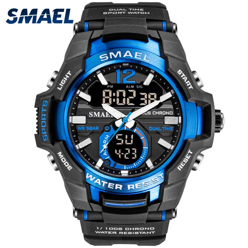 SMAEL-reloj masculino militar, deportivo, cronógrafo militar masculino, cronógrafo para hombre, resistente al agua
