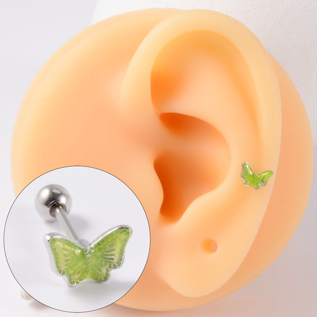 Surgical Steel CZ Cute Butterfly Ear Studs Cartilage Helix Lobe Conch Piercing Earring For Girls Gift Body Piercing Jewelry