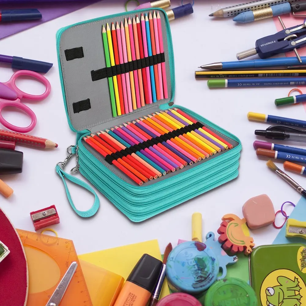 

168 Holes School Pencil Case Large Cartridge for Girls Boys Pencilcase 4 Layers Big Pen Box Stationery Bag Storage Supplies Kit