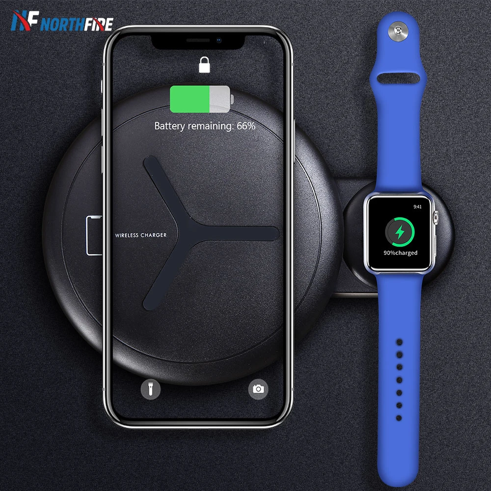 

NORTHFIRE 2 in 1 Wireless Chargers for iPhone 8 X XS XR Samsung S8 S9 Fast Charging for Apple i Watch 4 3 2 1 Phone Charger Pad