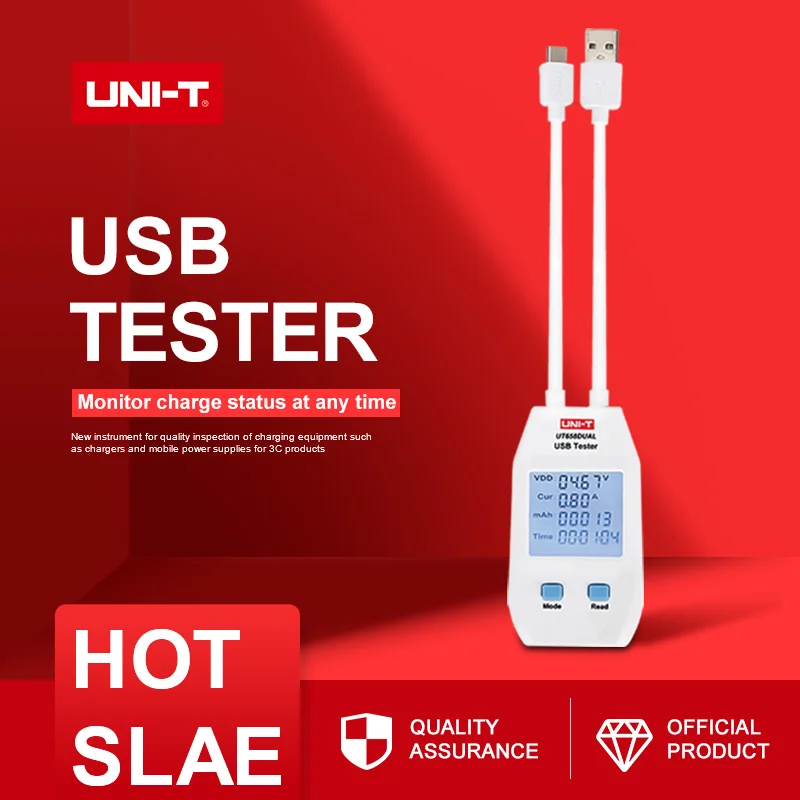 Monitores de Tensão Dupla e Corrente Medidor de Capacidade do Carregador de Produto Digital com Armazenamento de Dados Testador Uni-t c Volt Ampere Usb Ut658a –