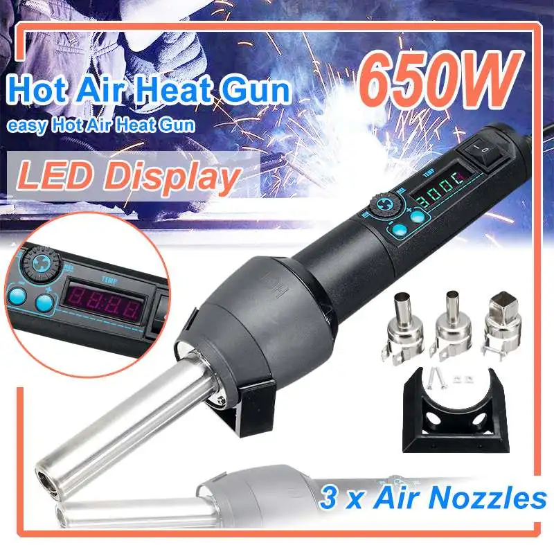 

650w Mini Electric Hot Air Heat Guns Digital Soldering Desoldering Station Rework Welding Iron