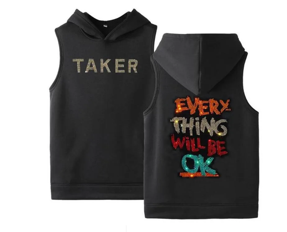 

2021 Fashion men's hoodie Hot Drill hoodie sweatshirt men's Men's Vest With Hat new men hooded