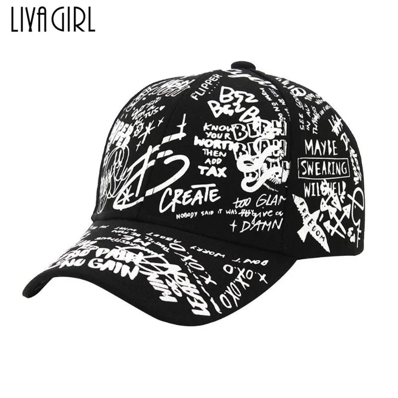 

Men Women Graffiti Casual Baseball Caps Black White Hip Hop Fashion Weaving Techniques of Satin and Silk Snapback Hat