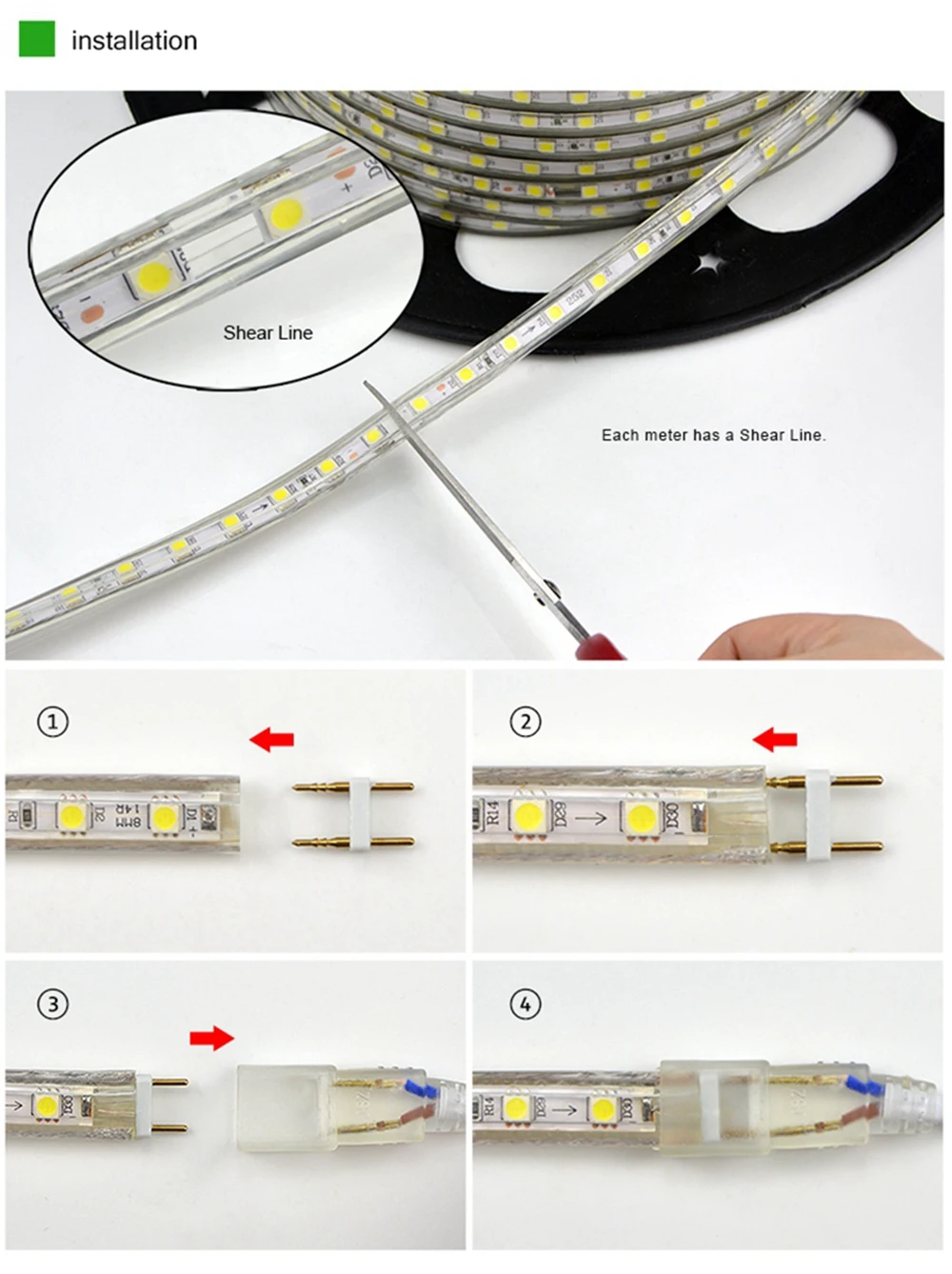 Супер яркий SMD5050 Диммируемый AC220V светодиодный светильник 1 м/5 м/10 м/15 м/20 м/25 м/50 м/100 м кухонная уличная садовая лампа лента