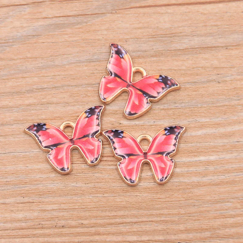 10PCS 4 Styles 8 Color Alloy Metal Drop Oil Colorful Butterfly Charms Animal Pendant For DIY Bracelet Necklace Jewelry Making 