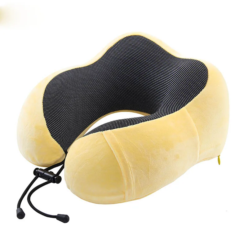 Memory Foam Pad U Shaped Travel Pillow Airplane Travel Sleep Head Rest Support Pillow Soft Foam Neck Pillow Car Pillow Cushion - Цвет: Yellow