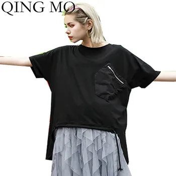 

QING MO Plus Size Women Irregular Shirt 2020 Women Spring Inner Female Casual Solid Shirt High Quality ZQY3241