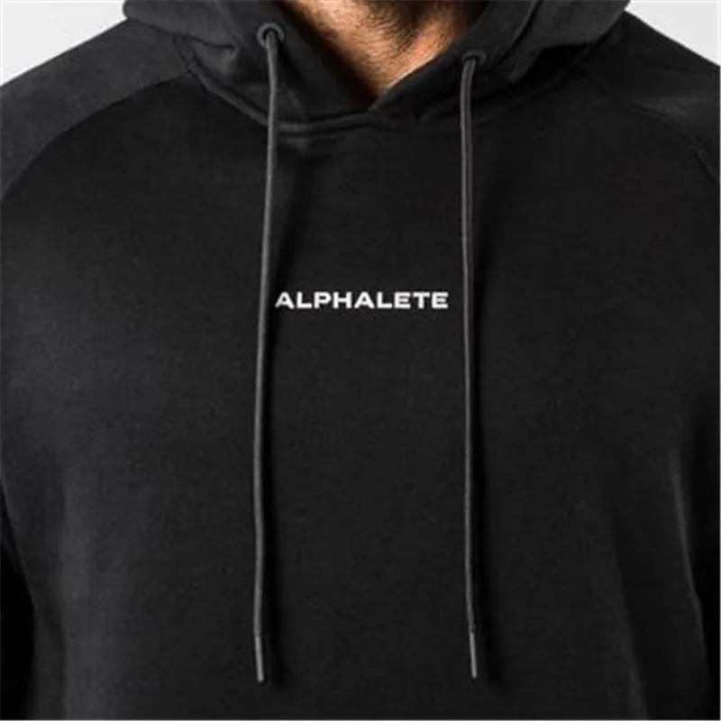 ALPHALETE бренд осень Фитнес мужские спортивные толстовки Толстовка для бодибилдинга Повседневная Толстовка мужская приталенная куртка с капюшоном