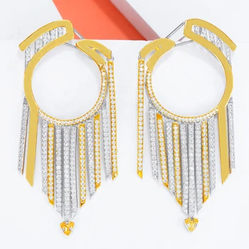 

2020 New Shiny Charms Luxury Noble Statement Earrings For Women Full Cubic Zircon Wedding Bridal DUBAI Dangle Earrings Jewelry