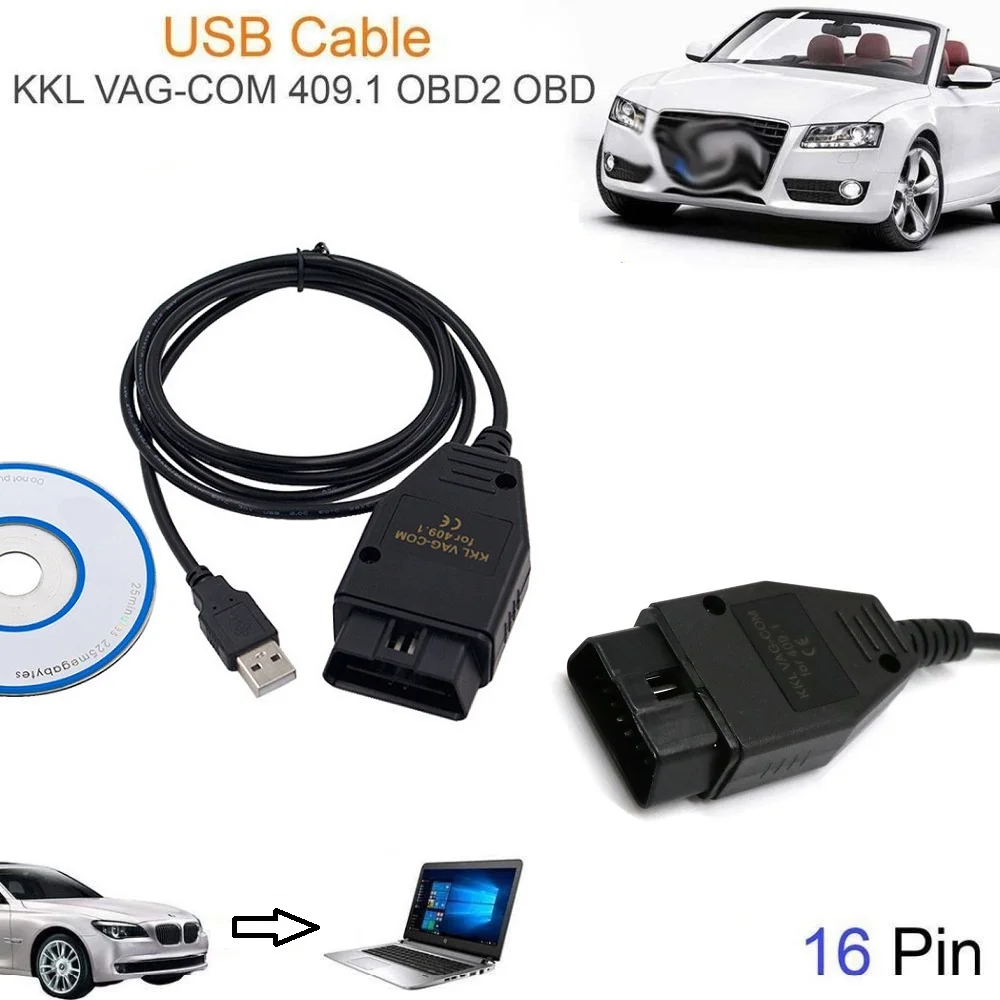 Cavo Di Interfaccia Usb Vag-Com Per Auto Kkl Vag-Com 409.1 Obd2 Ii Obd Scanner Diagnostico Cavo Automatico Aux Usb Vag-Com Cavo Di Interfaccia