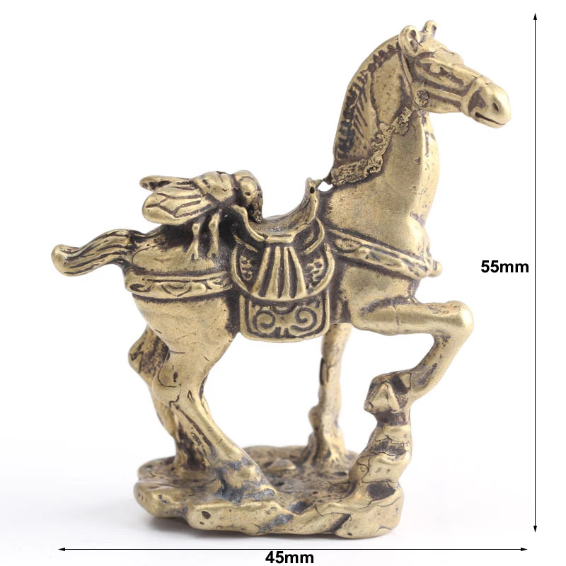  1pc Copper Majestic Horse Miniatures Figurines Vintage Craft Mini Horses Ornament Desk Decor Sculpt