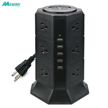 

Vertical Power Strip Tower 3 Layers US Plug Outlet Surge Protector Electric Sockets USB Charger 6.5ft Extension Cord Home Office