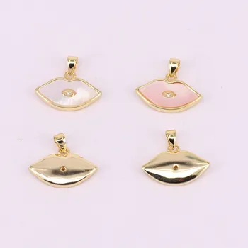 

15x18mm lip pendant with mop decoration high quality polished& gold plated for jewelry making free shipping