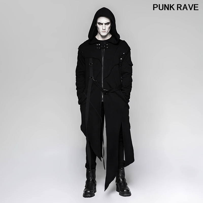 Готический съемный рукав свободная Длинная толстовка черная куртка панк уличный