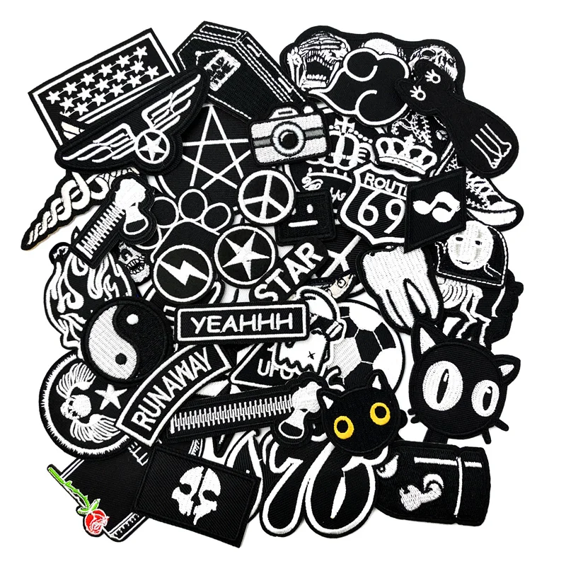 YEAHHH STAR PEACE Iron On Patches Apparel Sewing Fabric Handmade Appliques For Clothing Music Stickers Badges Parche CAT ROUTH66 Cords 