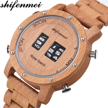 

Shifenmei Full Wooden Watches Men Roller Design Business Clock Men Quartz Watch Casual Sports Male Watches Relogio Masculino
