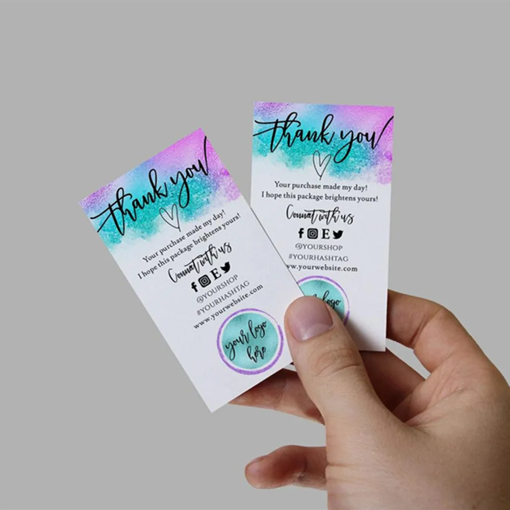 

Персонализировать добавить ваш логотип, Бизнес поблагодарить вас карты, изготовленный на заказ текст в социальных сетях карты, Бизнес визитная карточка, Размеры 3,5 ''x 2''