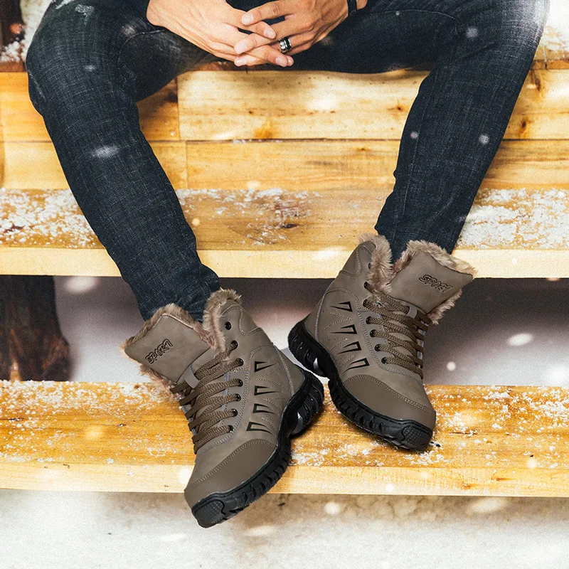 

Large Size Men's Boot Casual Versatile Thick Bottomed Mid-top Lace-up Martin Cotton Boots