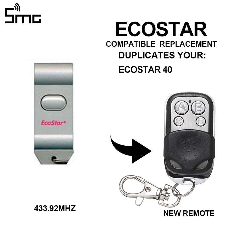 Запасной пульт дистанционного управления для гаражной двери ECOSTAR 40 433 92 МГц |