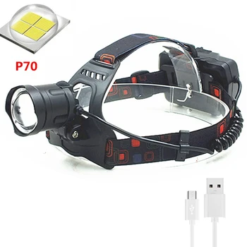 

Powerful XHP70 LED Hunting Head Torch Lamp Flashlight Zoomable Fishing Spotlight 18650 Warning Strobe Lamp Camping Lantern
