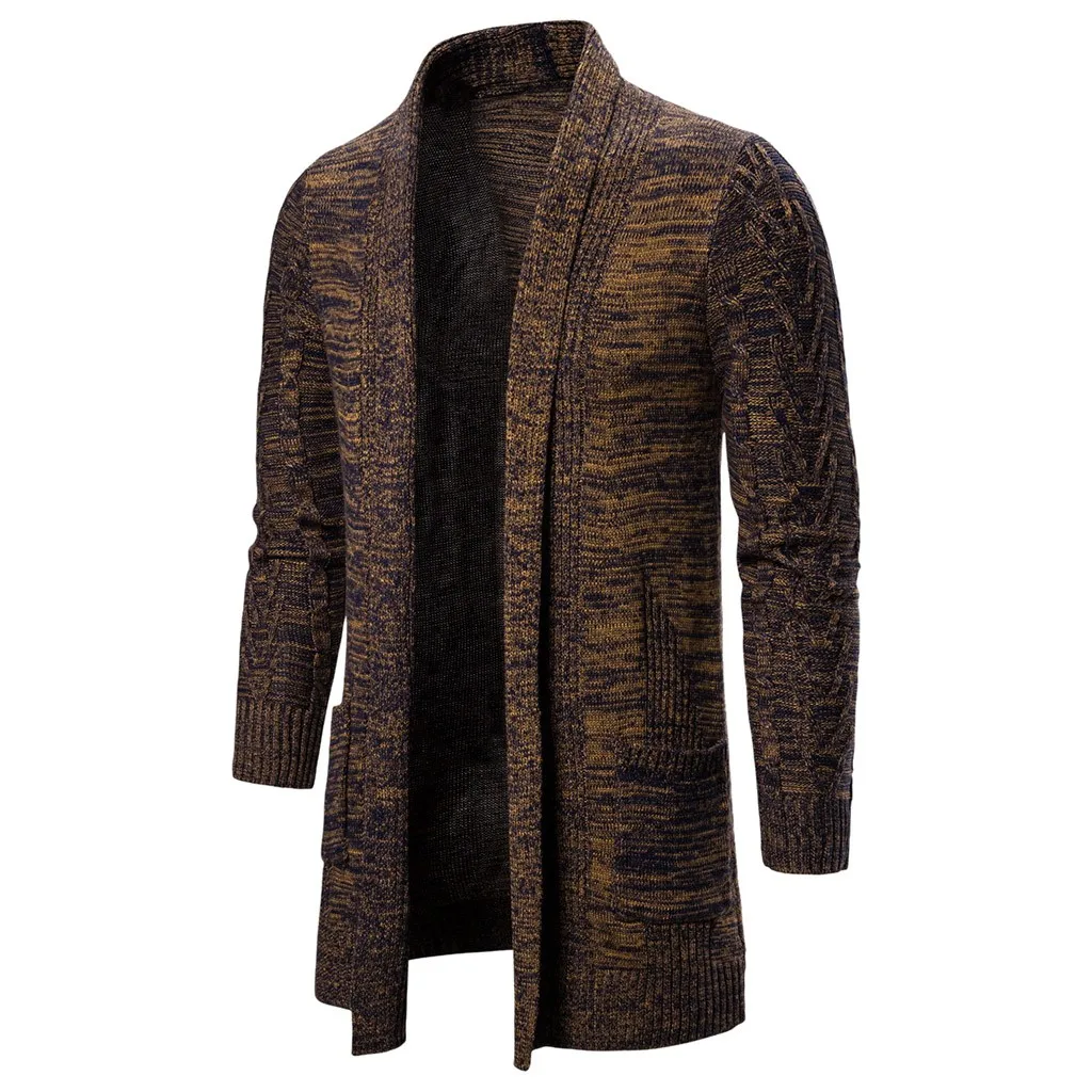 Men's Cardigan sweater Outwear Casual Solid Knit Trench Coat Jacket Long Sleeve Cloak Coat Knitted Sweater Cardigans Outerwear