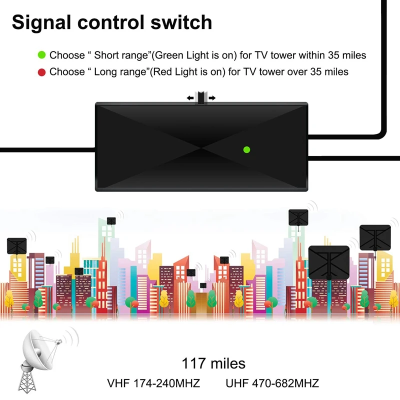 Hdtv Антенна внутренняя цифровая усиленная 60 км с усилитель переключателя сигнала усилитель 4K Hd 1080P Vhf Uhf все ТВ's Freeview местный