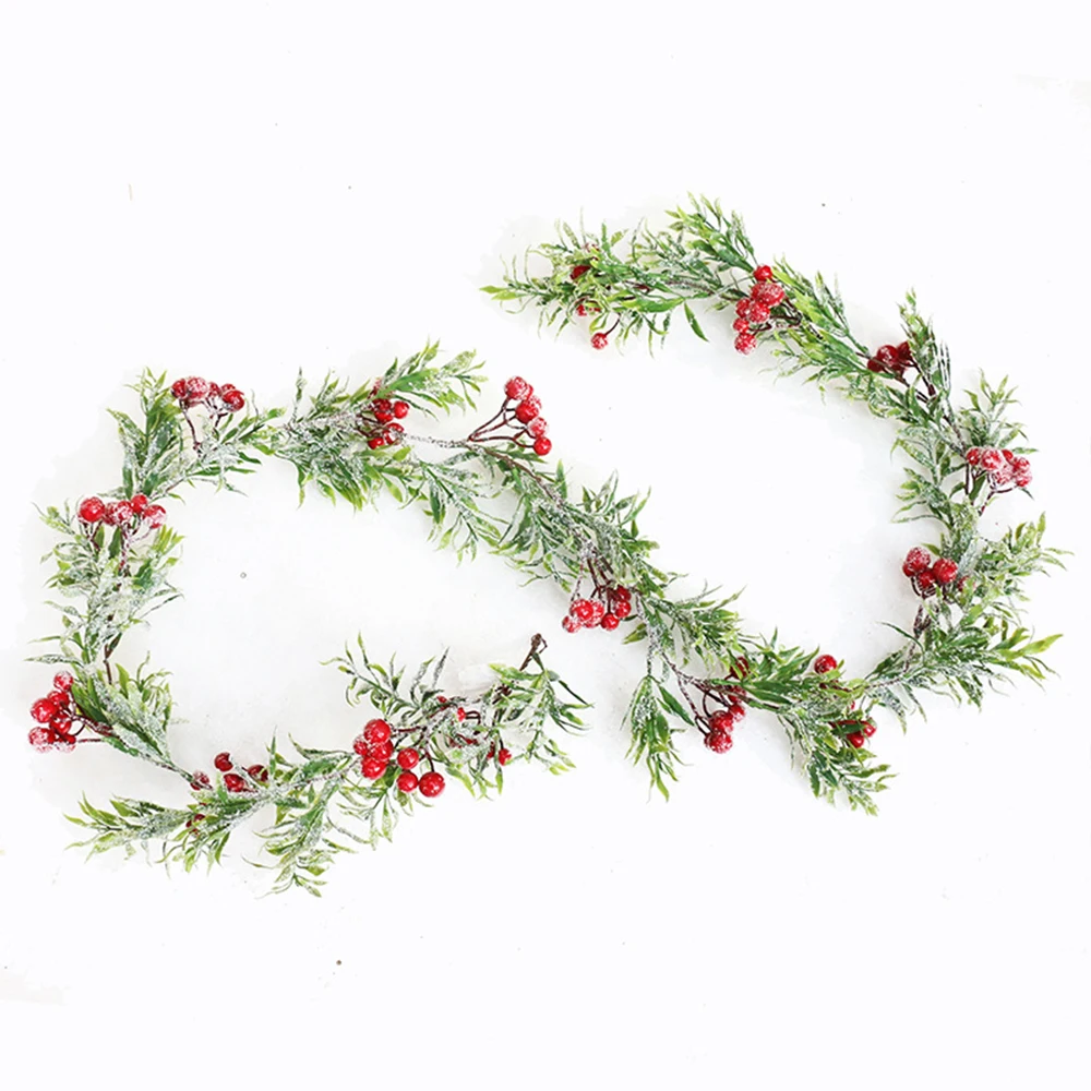 1,7 м искусственный Рождественский ротанговый ягодный цветок DIY Гирлянда Венок зеленое дерево орнамент для дома висячие украшения для вечерние украшения на Рождество