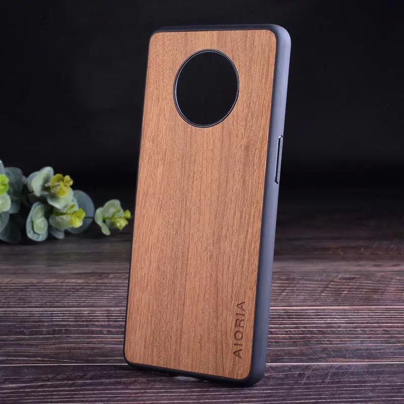 Деревянный чехол для Oneplus 7T TPU+ PC+ wood pu Кожаные чехлы coque fundas для Oneplus 7T - Цвет: Yellow