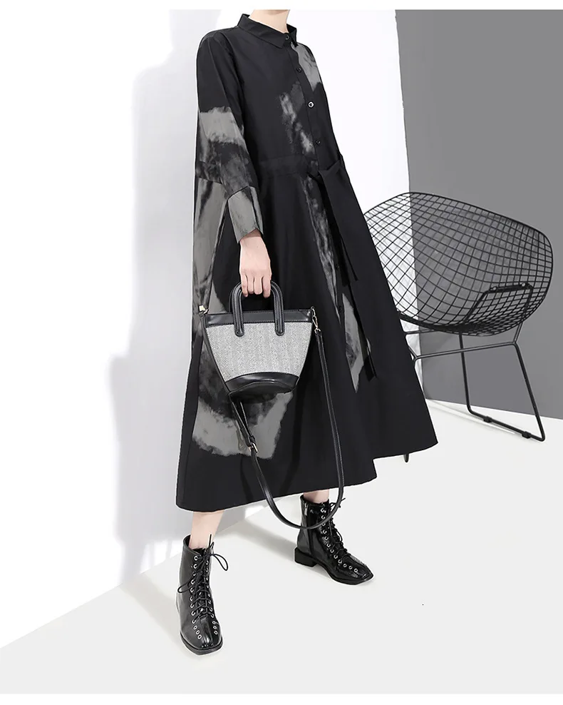 New Fashion Style Black Print Hit Color Vintage Dress Fashion Nova Clothing