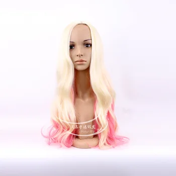 

Good quality hat wigs Japanese Anime Harajuku Cosplay Wig Mixed Color Gradient Curly Wigs free shipping