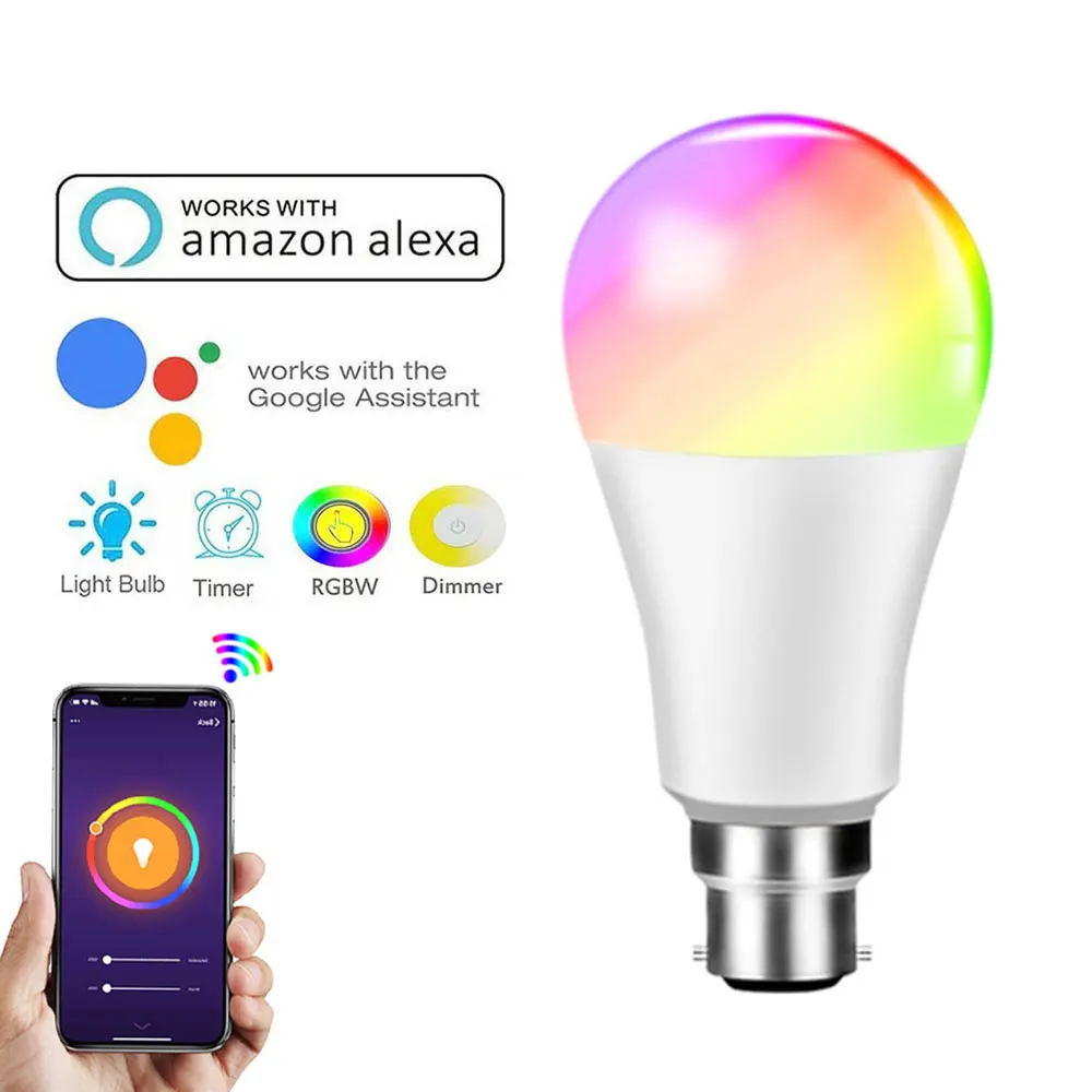10W E27 B22 WIFI LED Lamp Smart Bulb Support Amazon Alexa Google Home APP Voice Control Dimmable Timing RGBWW RGBCW Light Bulbs