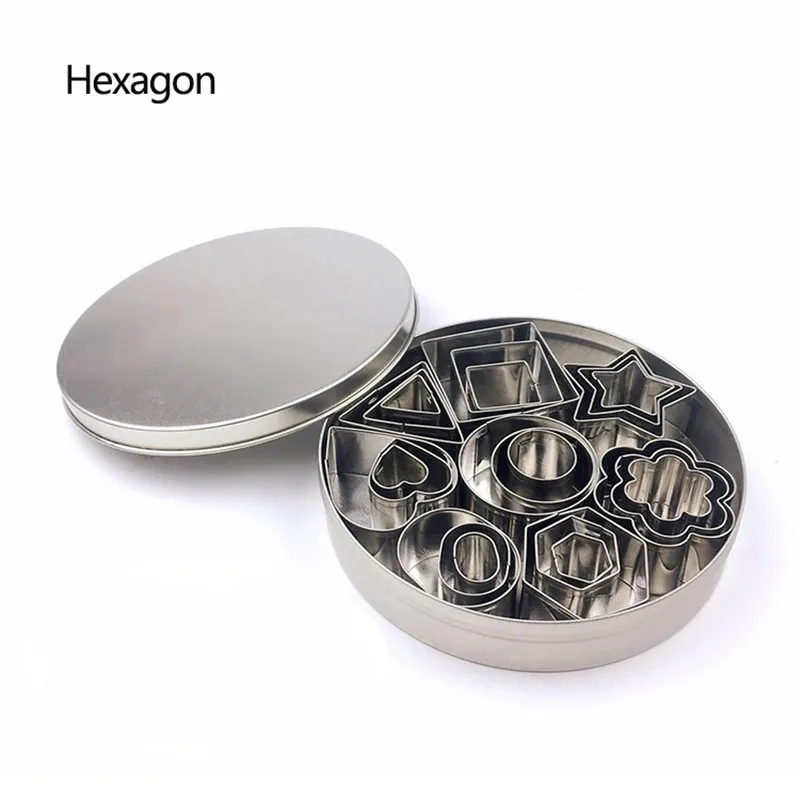 25pcs Hexagon set TTLIFE нержавеющая сталь формочки для печенья печпеченья набор с 24 шт. мини геометрические формы помадки металлические формочки для печенья - Цвет: 25pcs Hexagon set