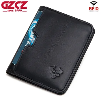 

GZCZ 100% Genuine Leather Wallet Men Luxury Portomonee Coin Purse PORTFOLIO Card Holder Male Cuzdan Slim Male Money Bag