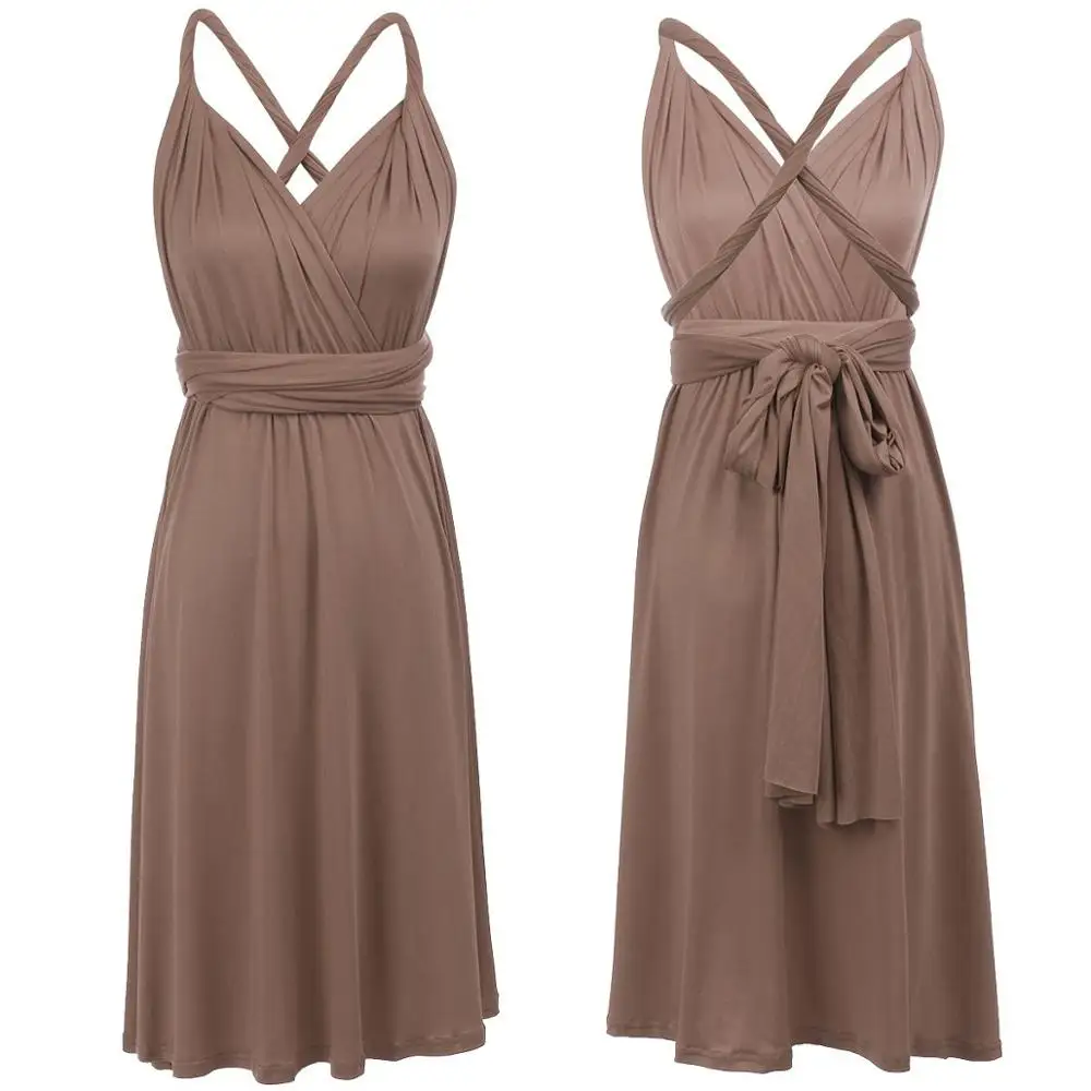 Light Brown Многоходовое платье для свадьбы, вечеринки, подружки невесты, платье-трансформер, высокая талия, миди, Бандажное платье, официальное, вечернее, ночное, сексуальное платье для женщин - Цвет: Light Brown
