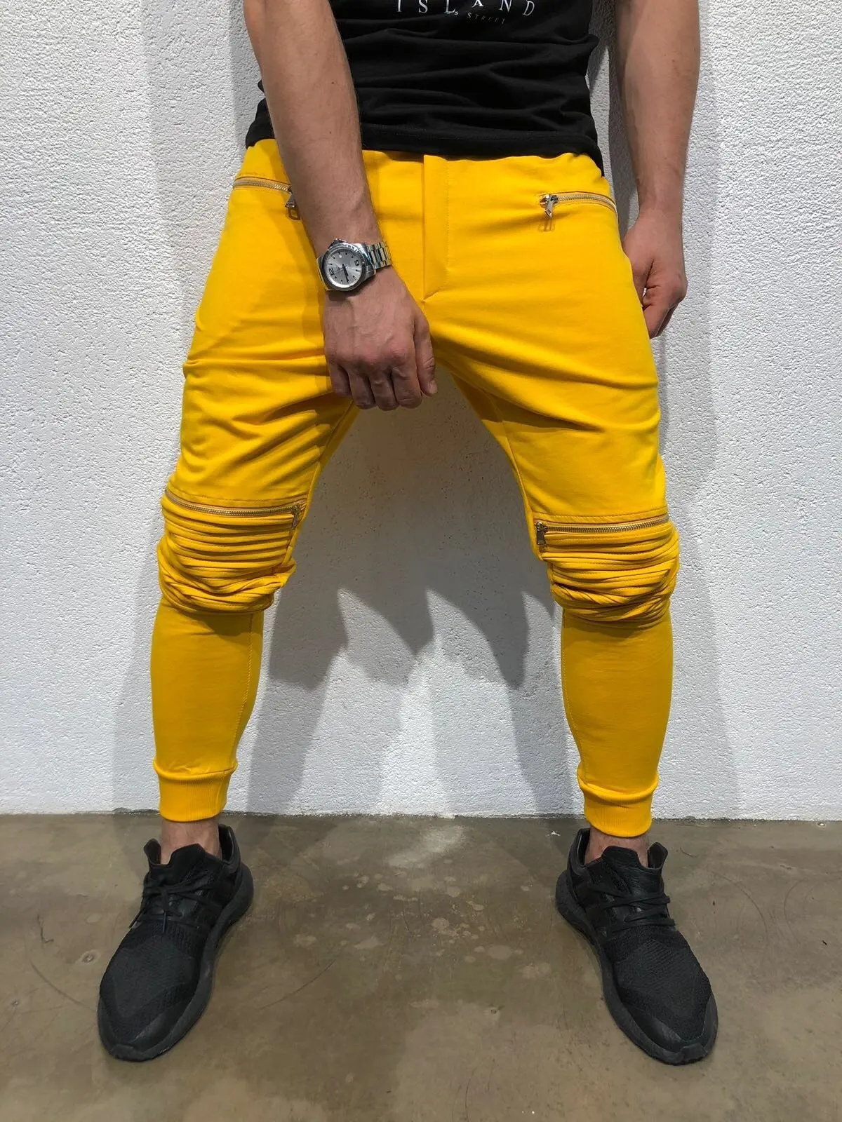 

Men's Casual Sports Pants Pleated Zipper Splice Pencil Pants Solid Color Trousers for Men 5 Colours