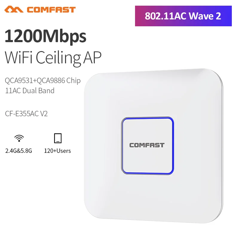 1200 Мбит/с 2 4G/5 8G двухдиапазонный 802.11AC внутреннее потолочное крепление точка