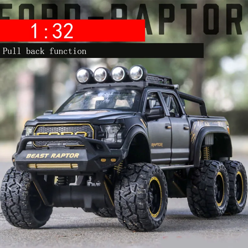 

1:32 Alloy Car Model Simulation Raptor F150 off-road Vehicle Children's Toy Car Model Decoration Pull Back Car Toys Music/sound