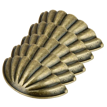 

5 Pcs Metal Shell Shape Pull Handle Used for Cabinet Dresser Drawer (Bronze) - 2.9''x1.3''