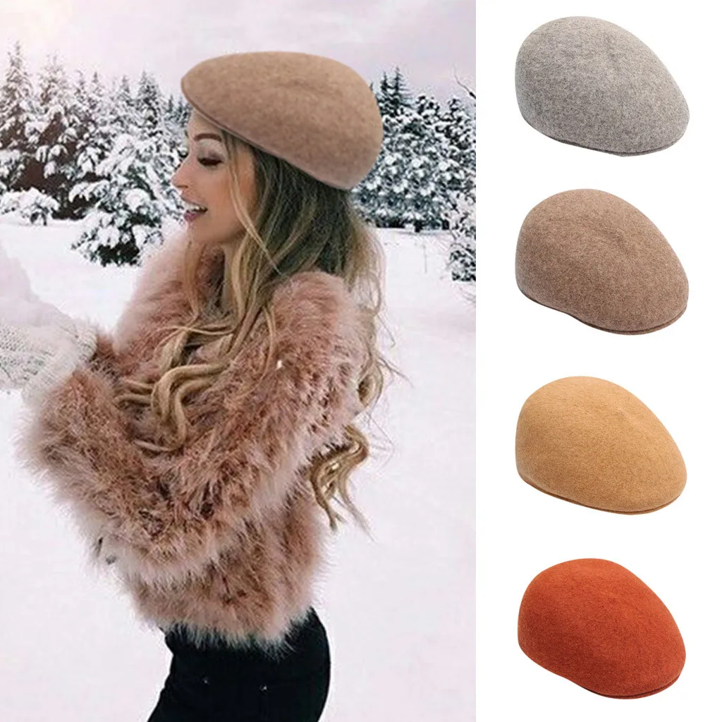Gofuly, женский модный берет, французский стиль, шапка для художника, одноцветная, теплые, вечерние, одноцветные, модные, Осенние, зимние шапки-береты