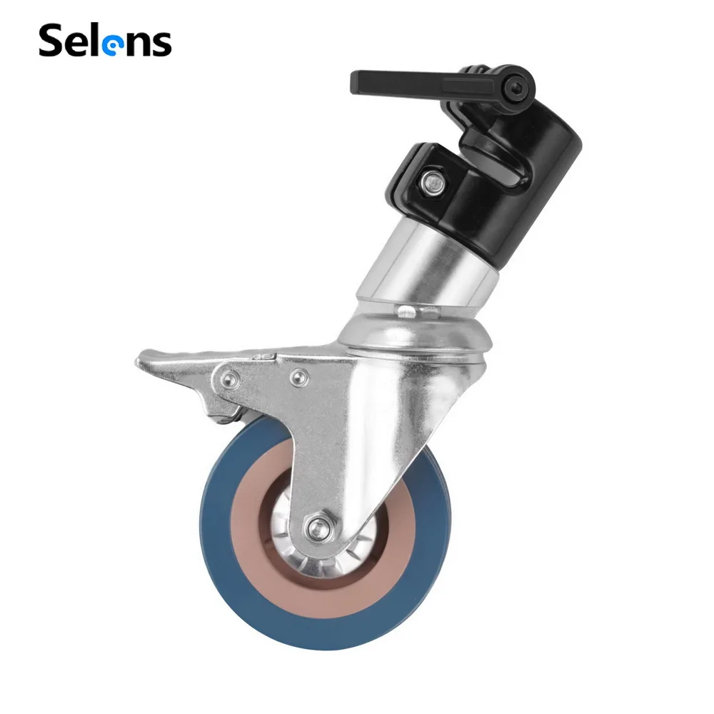 thumbnail image 2 of 3-Pack Lockable Caster Wheels For Light Stands & Tripods - 22mm Diameter, Stainless Steel Track Wheels With Brake 2 of 11