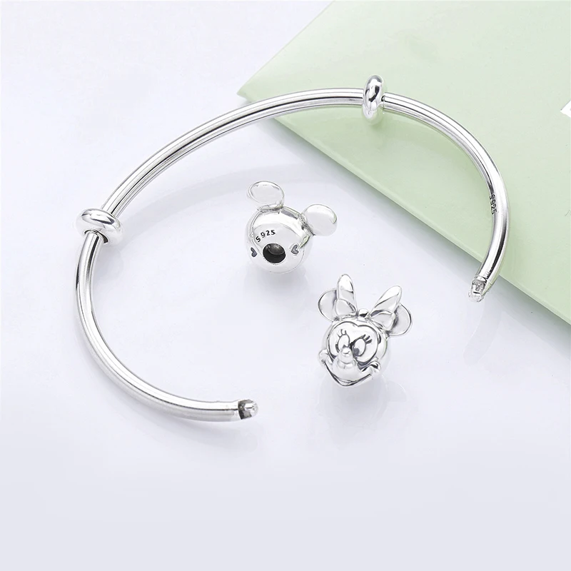 DoDoFly Free Shipping Real 925 Sterling Silver Shiny Open-ended Mickey Bracelet Fit European Charm Bracelets Women Jewelry | Украшения и