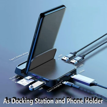 

Type-C Docking Station Phone Stand Dex Station USB C to HDMI Dock Power Adapter Converter TF/SD Card Reader For Samsung Huawei