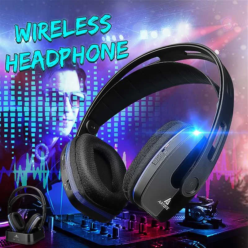 Artiste D2 2,4 ГГц HiFi bluetooth наушники глубокий бас беспроводные ТВ наушники с передатчиком док-станции для пожилых людей