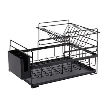 

Nordic Kitchen Multi-function Wrought Iron Drain Rack White Large Multi-layer Dishes Dish Storage Finishing
