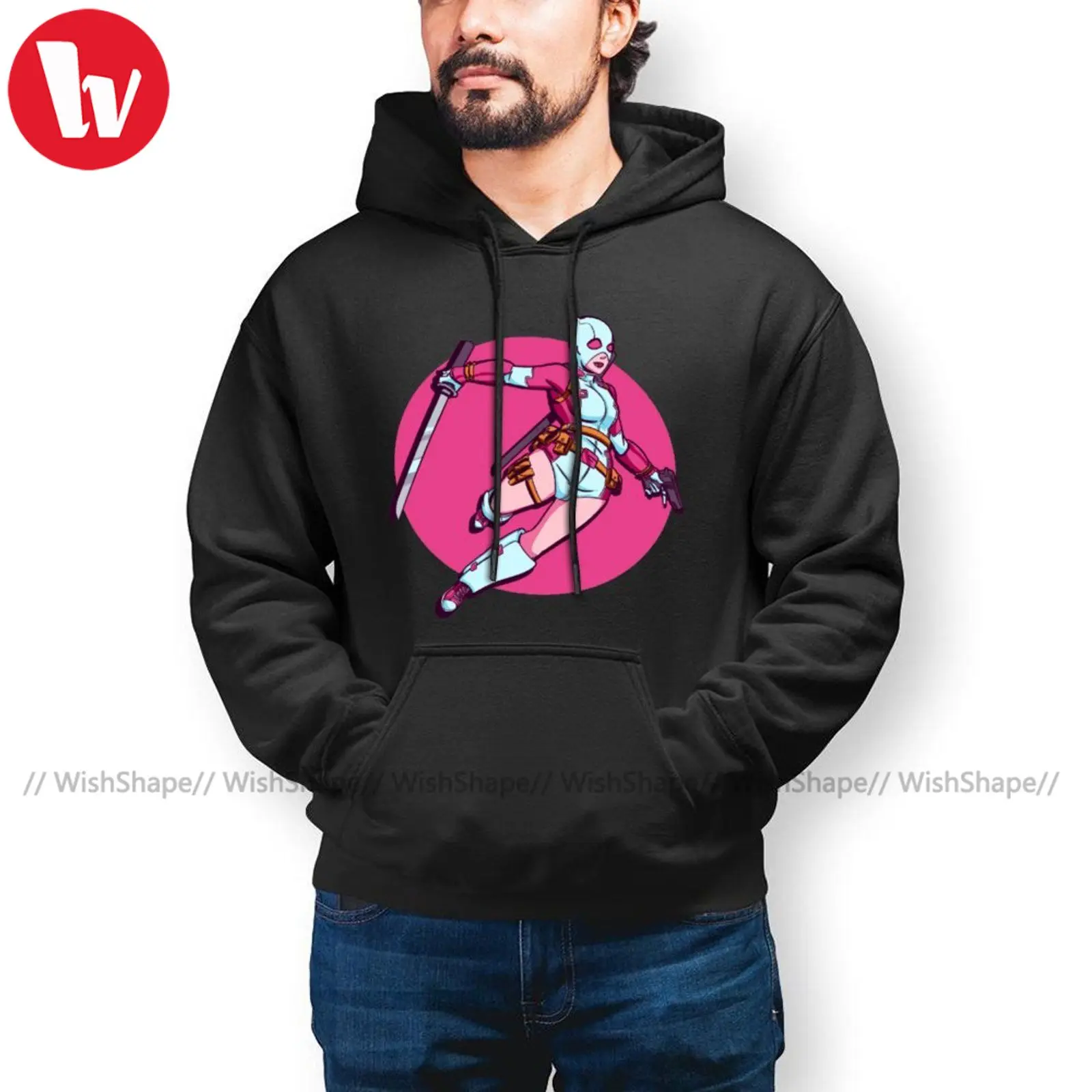 

Stylish Gwenpool Gwenpool Hoodie Long Length Cotton Hoodies Warm Streetwear Pullover Hoodie XXL