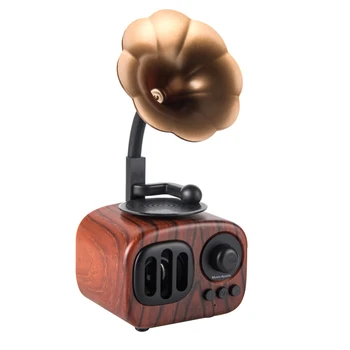 

Gift Subwoofer Home Retro Trumpet Wireless Stereo Universal PC Phone Bluetooth Speaker Music Box Indoor With Mic Computer Mini